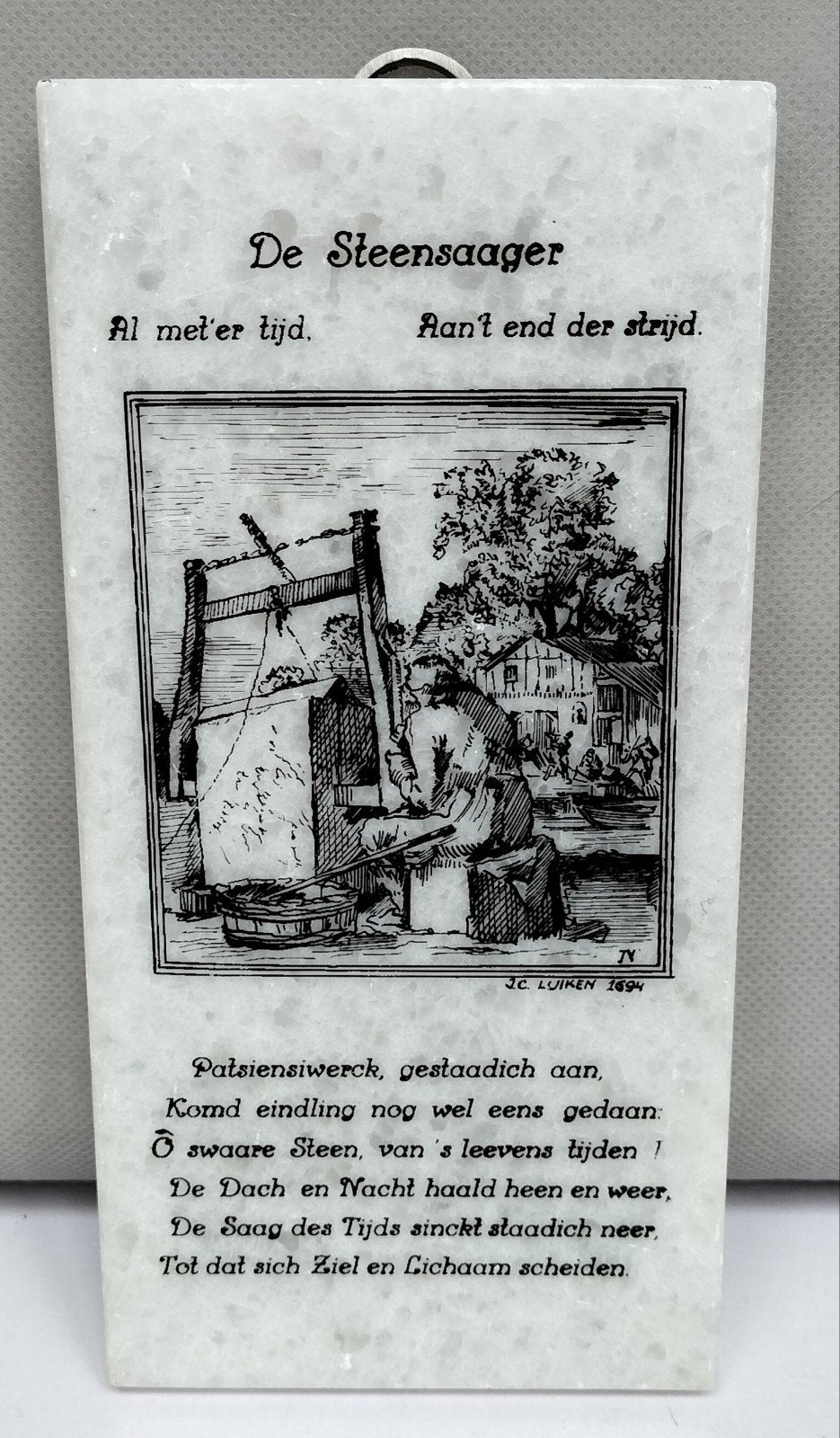 Marmeren tegel met spreuk, Ophalen of Verzenden