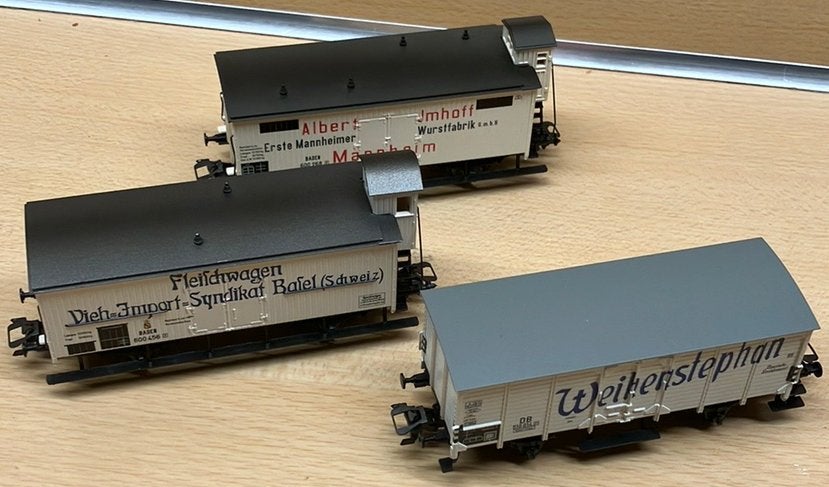 Märklin rijtuigenset voor vlees en biertransport, Wisselstroom, Ophalen of Verzenden, Märklin, Nieuw
