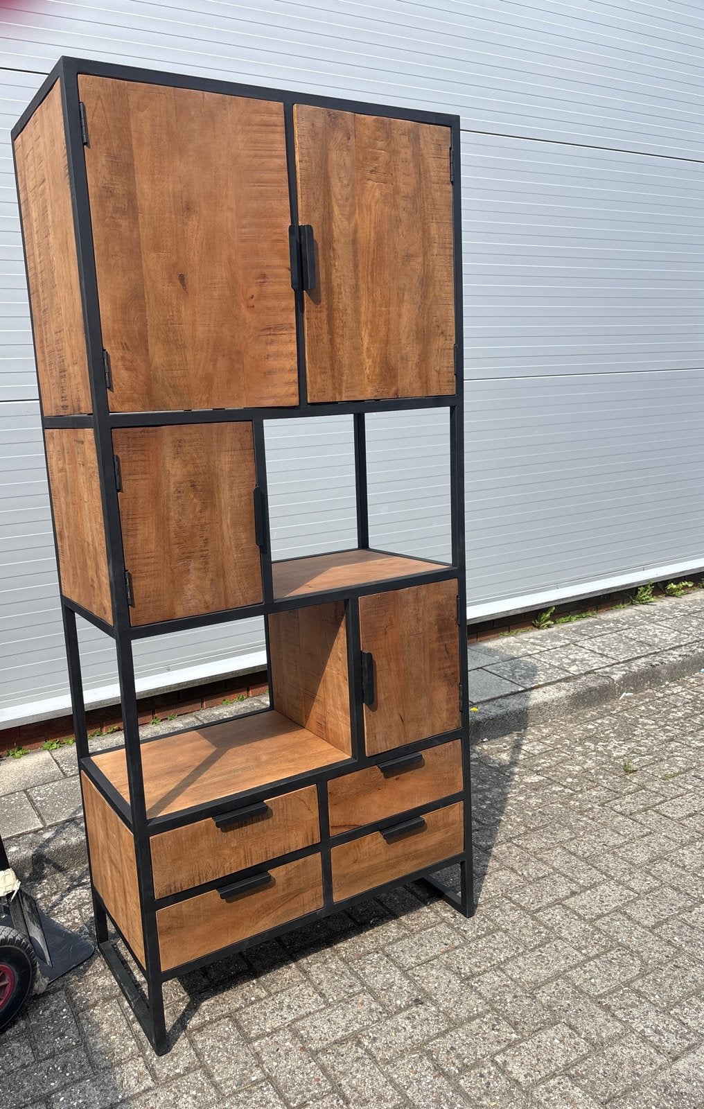 Industriële Vakkenkast Mangohout en Metaal, Huis en Inrichting, Kasten | Boekenkasten, Ophalen, 200 cm of meer, 50 tot 100 cm
