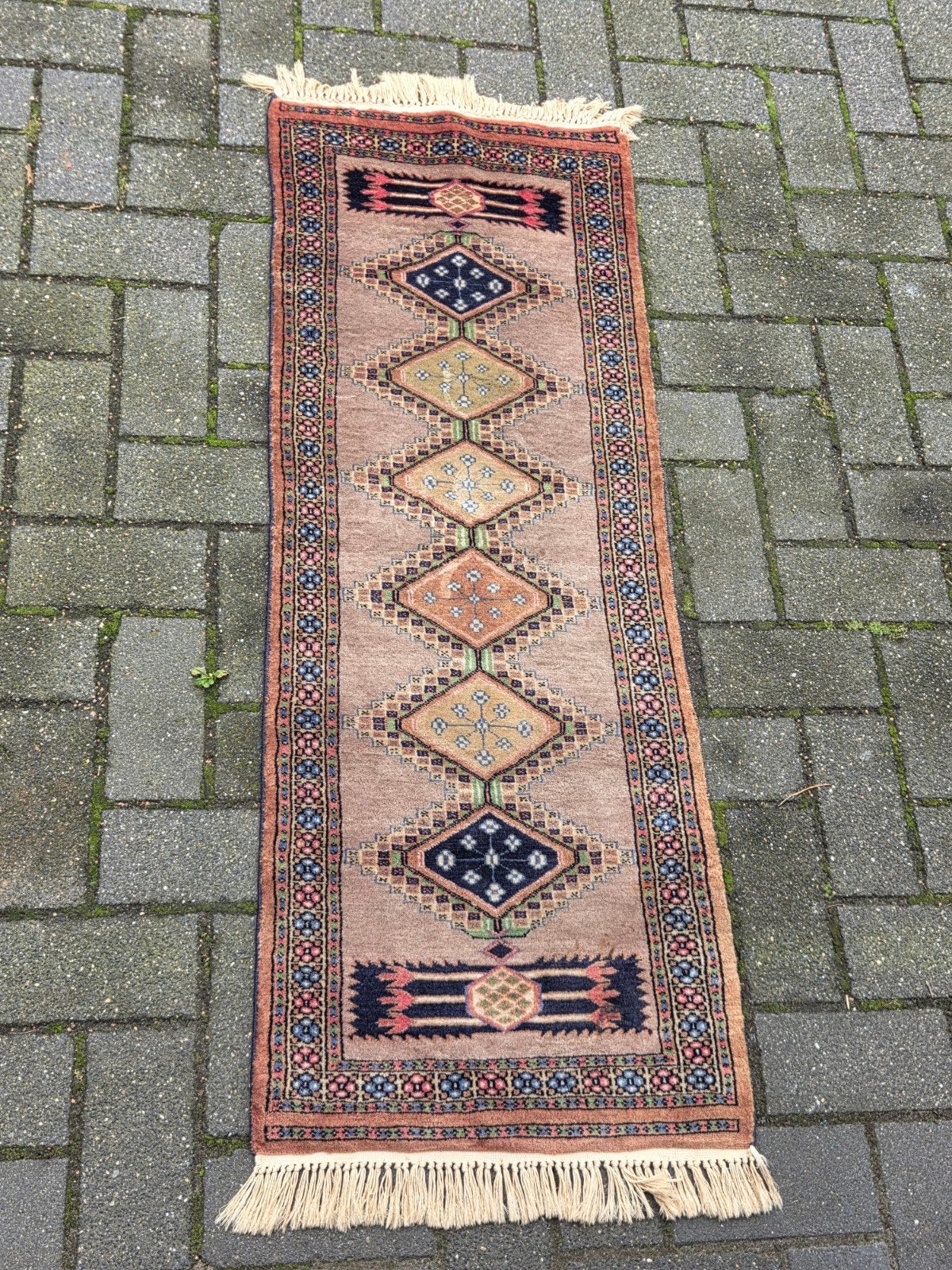 Vintage Oosters Tapijtje - Handgeweven Loper, Oosters, Vintage, Minder dan 50 cm, Gebruikt, Groen