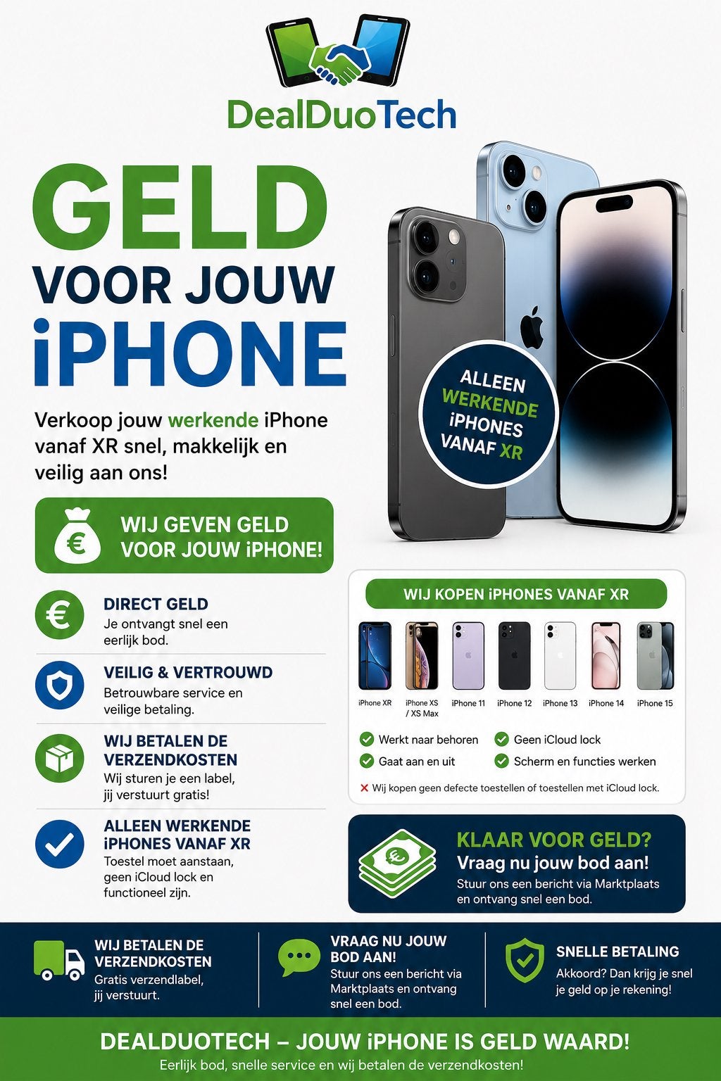 Dealduotech koopt uw iPhone!, Telecommunicatie, Mobiele telefoons | Apple iPhone, Overige modellen, Zwart, Ophalen of Verzenden