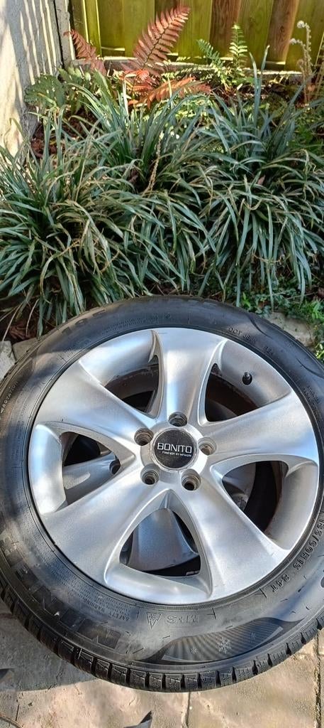 Set Bonito aluminium velgen met winterbanden, Ophalen, 15 inch, Banden en Velgen, Personenwagen