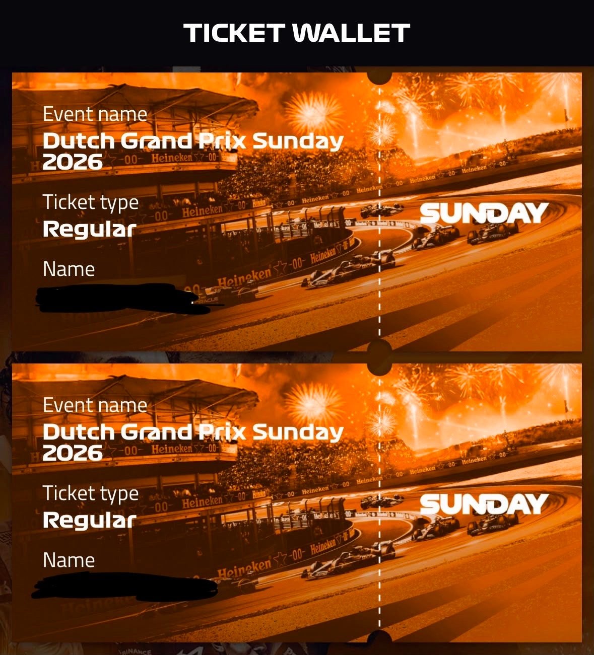 Formula 1 GP Zondag 2x Tickets, Tickets en Kaartjes, Evenementen en Festivals, Twee personen