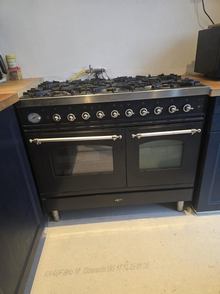 Boretti gasfornuis 100cm, 6 pitten, 2 ovens - Zwart, Witgoed en Apparatuur, Fornuizen, Ophalen, Gebruikt, 60 cm of meer, Gas