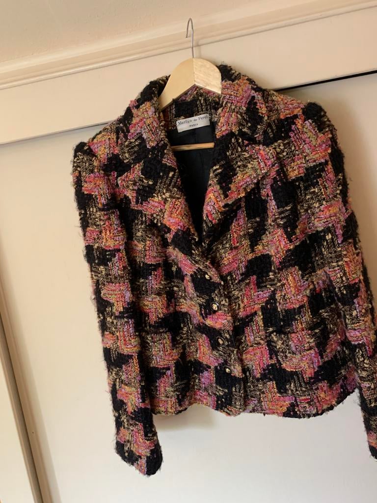Handgemaakt franse blazer van katoen met wol maat 42/44, Overige kleuren, Maat 42/44 (L), Ophalen of Verzenden, Jasje