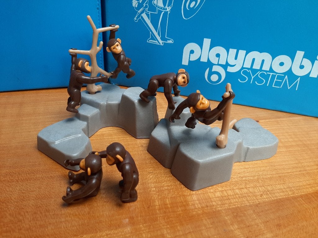 wild life dierentuin jungle 3496 6 apen chimpansee rots 100%, Ophalen of Verzenden, Zo goed als nieuw, Complete set