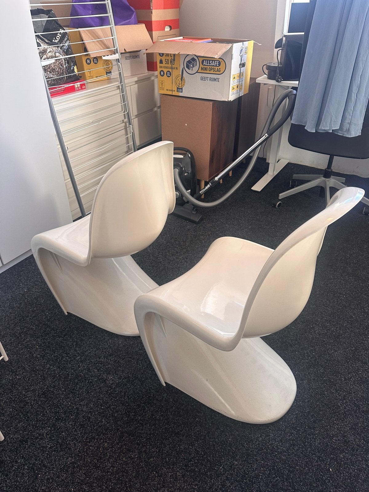 Set van 2 vintage Panton S stoelen, wit, Ophalen, Kunststof, Gebruikt, Twee