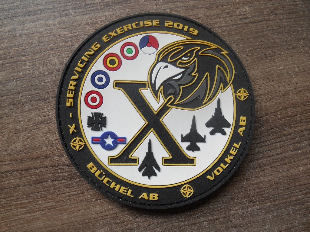 Luchtmacht badge oefening X - Servicing exercise 2019, Ophalen of Verzenden, Luchtmacht, Nederland, Embleem of Badge