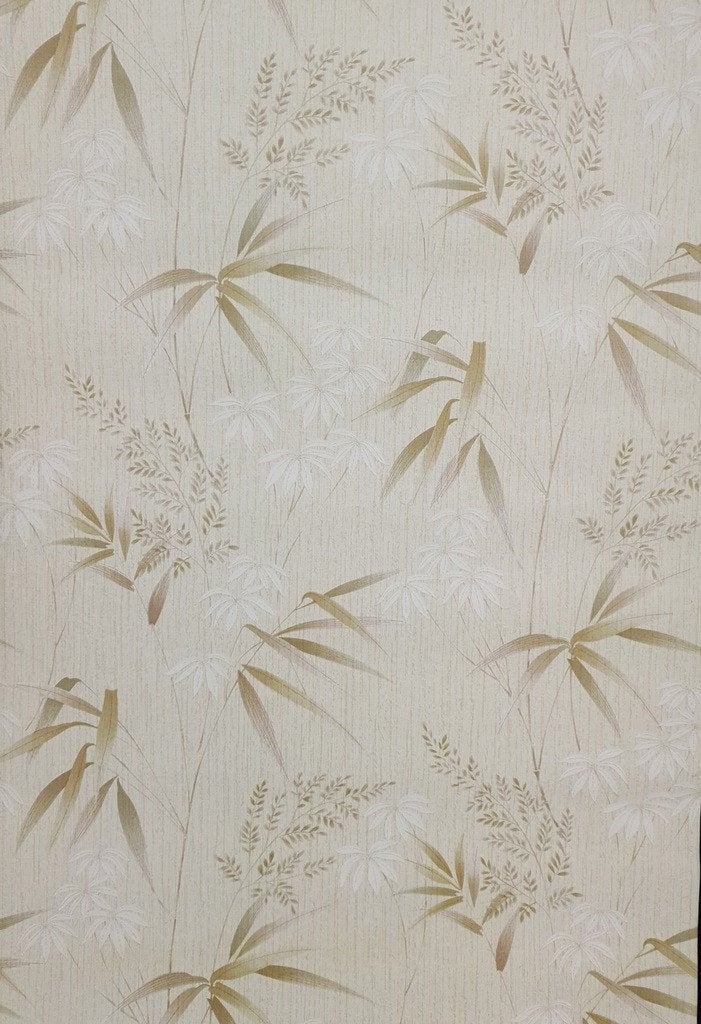 10371 Origineel vintage jutelook behang met fijne takjes, Ophalen of Verzenden, Beige