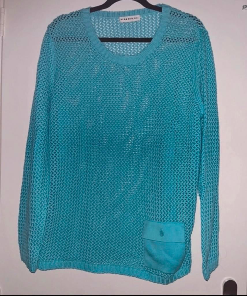 Public blauwe gehaakte dames trui 100% katoen maat 3XL, Ophalen of Verzenden, Zo goed als nieuw, Maat 46/48 (XL) of groter, Blauw