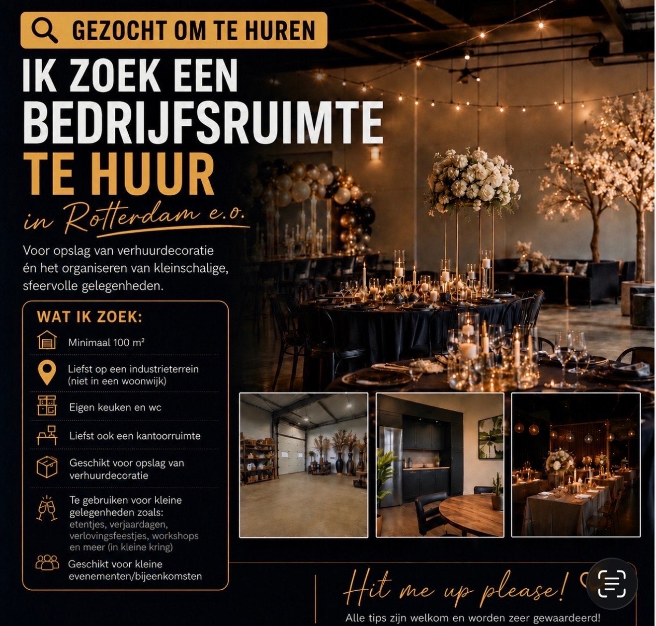 Gezocht bedrijfsruimte te huur Rotterdam e.o. (min. 120m²), Huur, Bedrijfsruimte