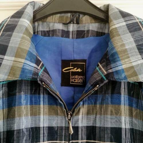 Wolfgang Kaiser Colette vintage blazer blauw grijs M-L 37528, Kleding | Dames, Maat 38/40 (M), Blauw, ., Ophalen of Verzenden