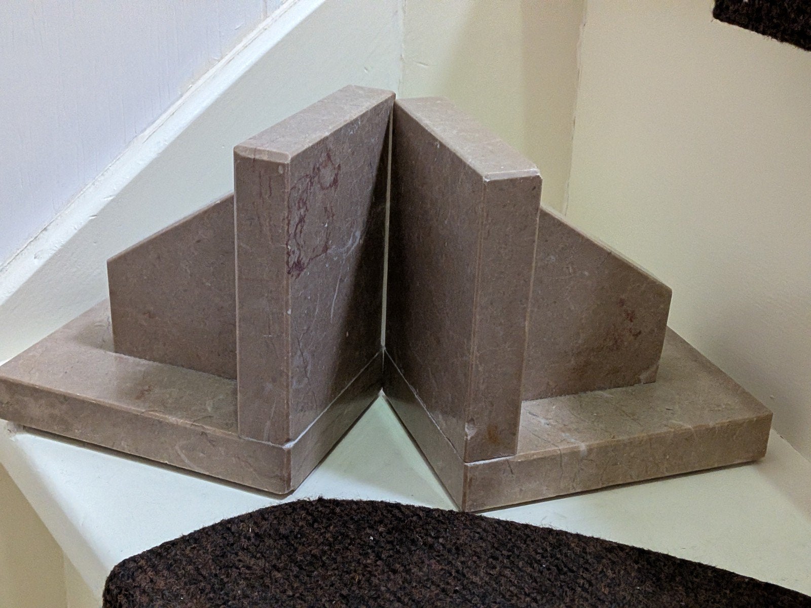 Marmeren Boekensteunen - Bruin/Beige Steen, Ophalen, Gebruikt, Klassiek, Bruin