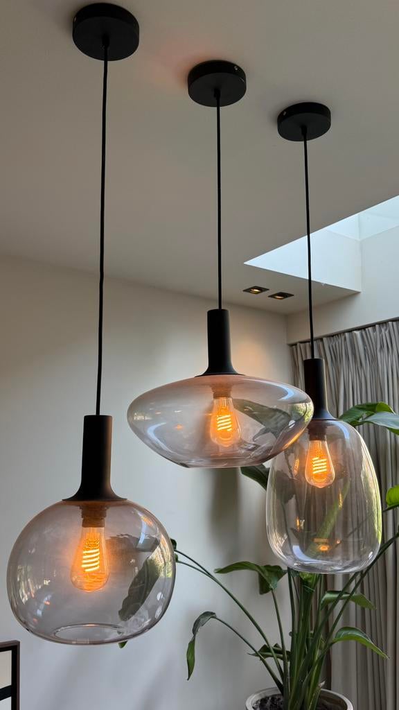 Set van 3 Nordlux lampen, Ophalen, Zo goed als nieuw, Glas, 50 tot 75 cm