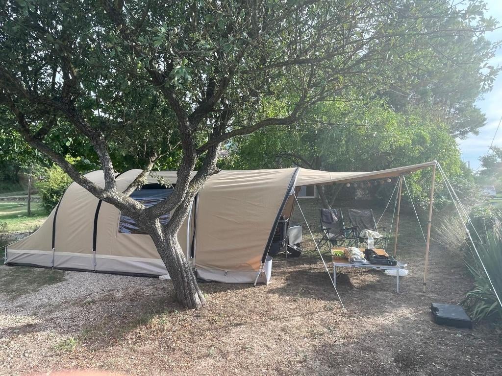 Tunneltent Eurotrail Texas 6 - BTC - Beige Zwart, Ophalen, Gebruikt, Tot en met 6