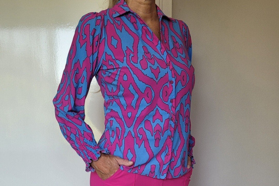 Studio Anneloes blouse M Fuchsia Travelstof Top, Maat 38/40 (M), Studio Anneloes, Verzenden, Zo goed als nieuw