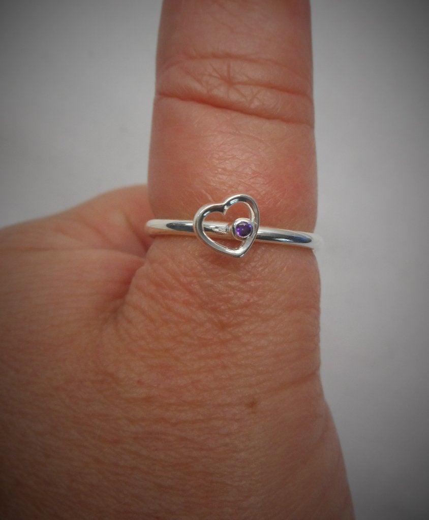 Zilveren stapelring met hartje maat krap 17 nr.421, Verzenden, Dame, Zilver, Zilver