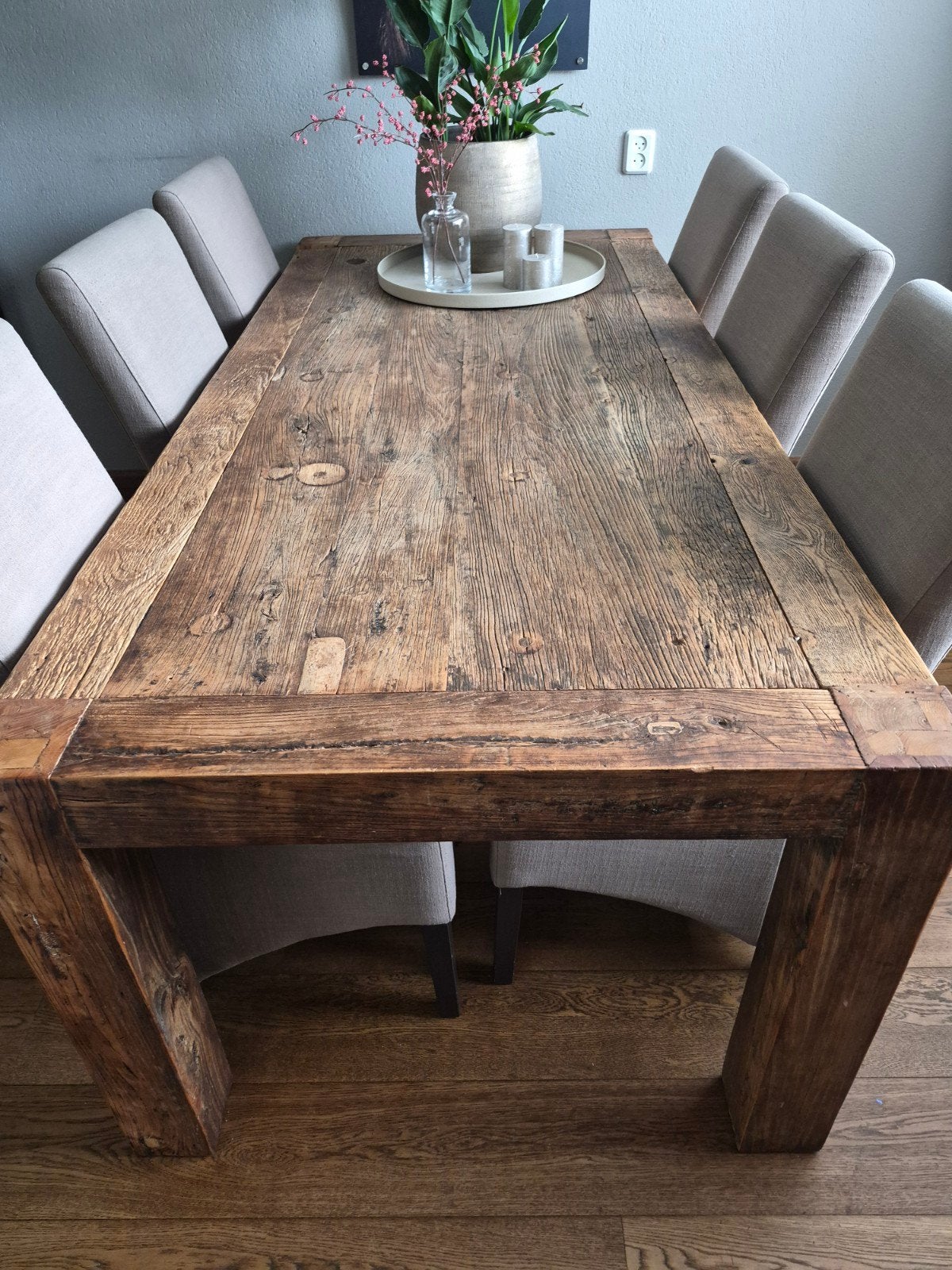 Robuuste eikenhouten eettafel - Landelijke stijl, Ophalen, Gebruikt, Landelijke, robuuste stijl, Eikenhout