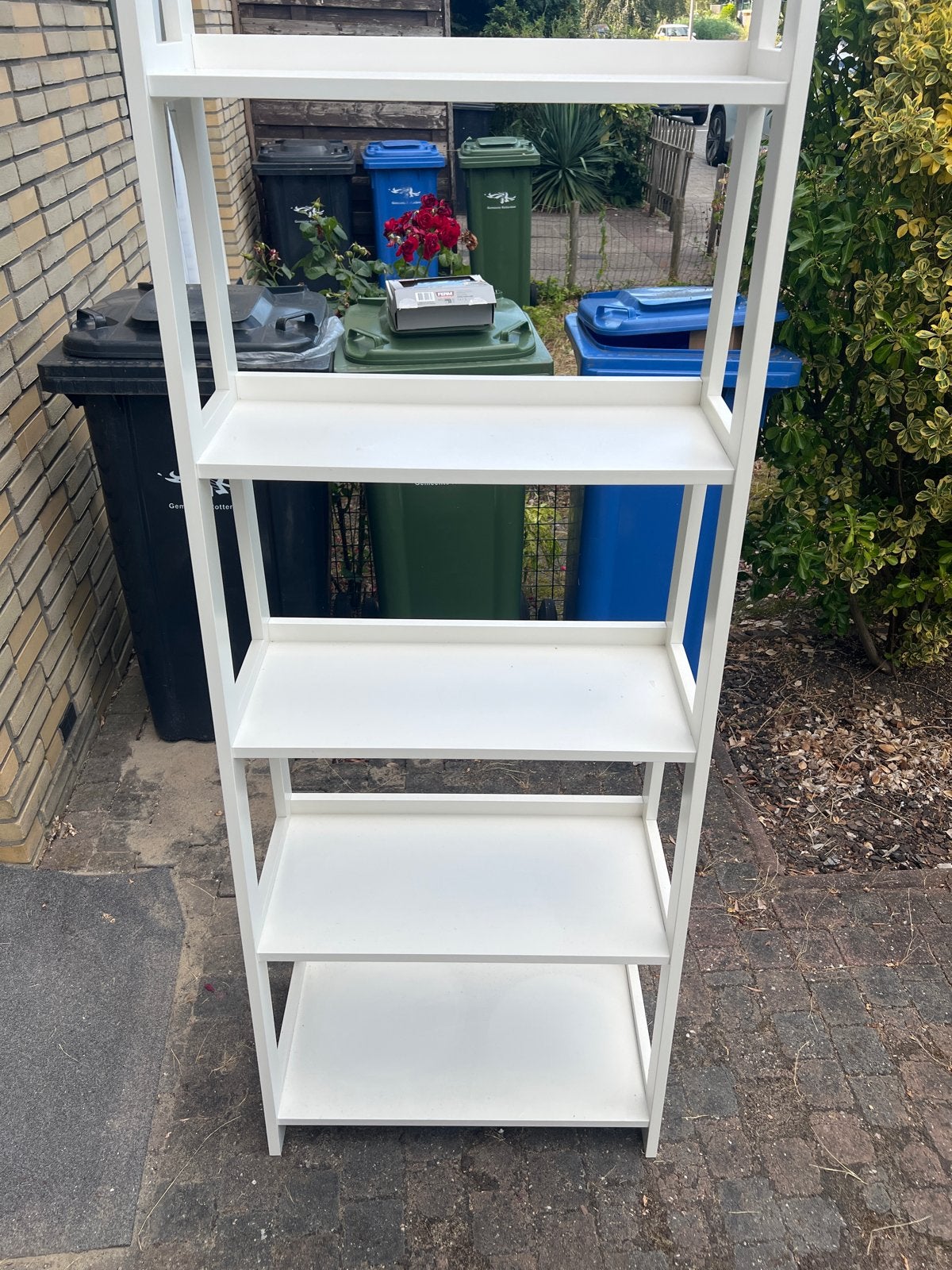 Witte boekenplank / ladderrek met 4 planken, Huis en Inrichting, Ophalen, Met plank(en), Minder dan 50 cm, Gebruikt