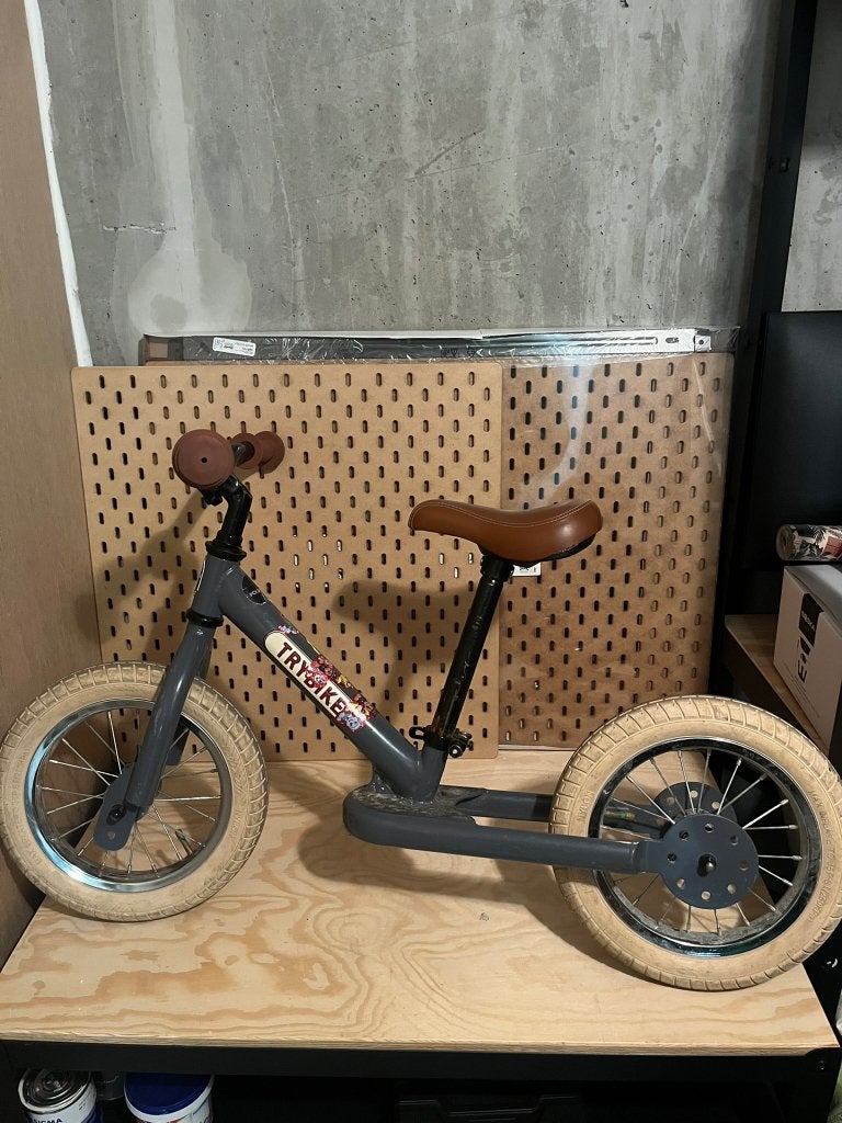 Trybike Steel loopfiets / balance bike, grijs, Ophalen of Verzenden, Gebruikt, Loopfiets