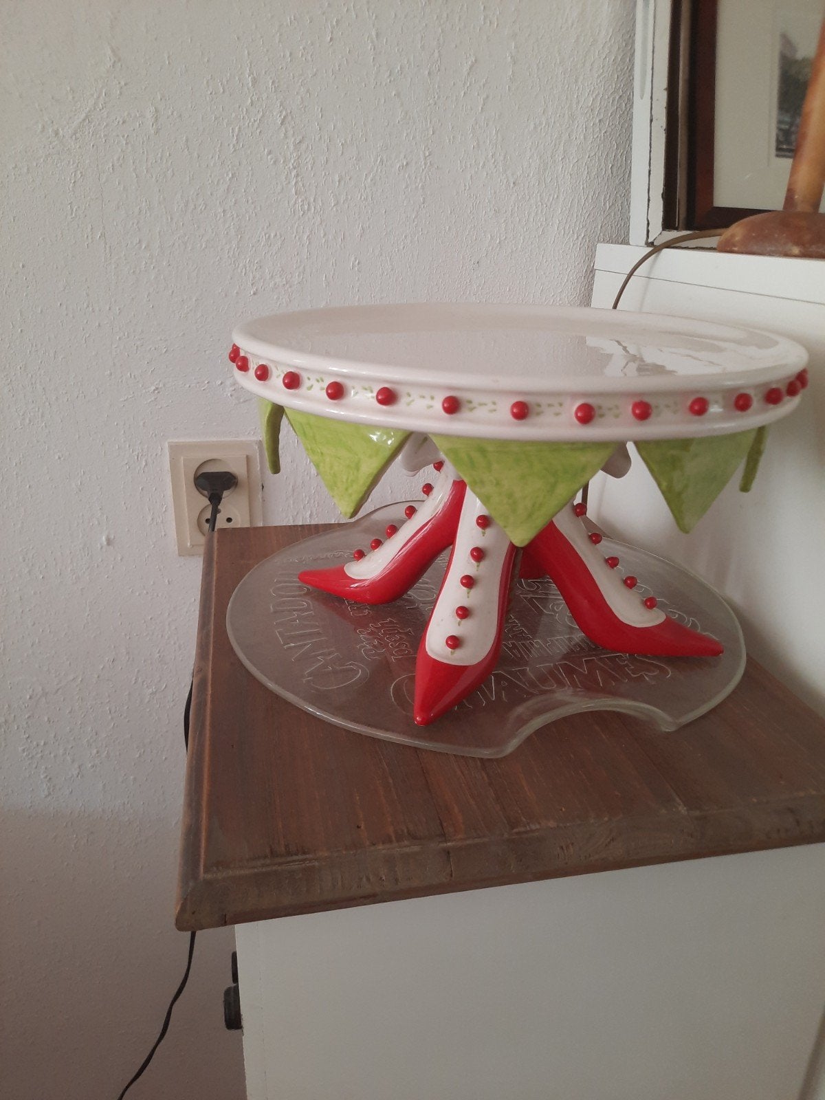 Design taartplateau met unieke schoenvoetjes, Ophalen of Verzenden