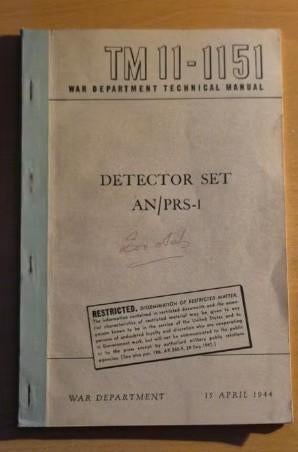 TM 11-1151 detector set AN/PRS-1 1944, Ophalen of Verzenden, Landmacht, Amerika, Boek of Tijdschrift