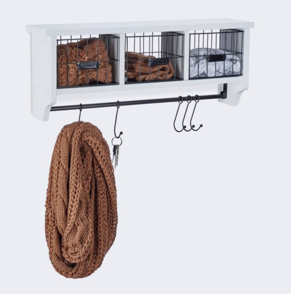 Wandrek met mandjes en haken wit/zwart, Ophalen of Verzenden, Nieuw