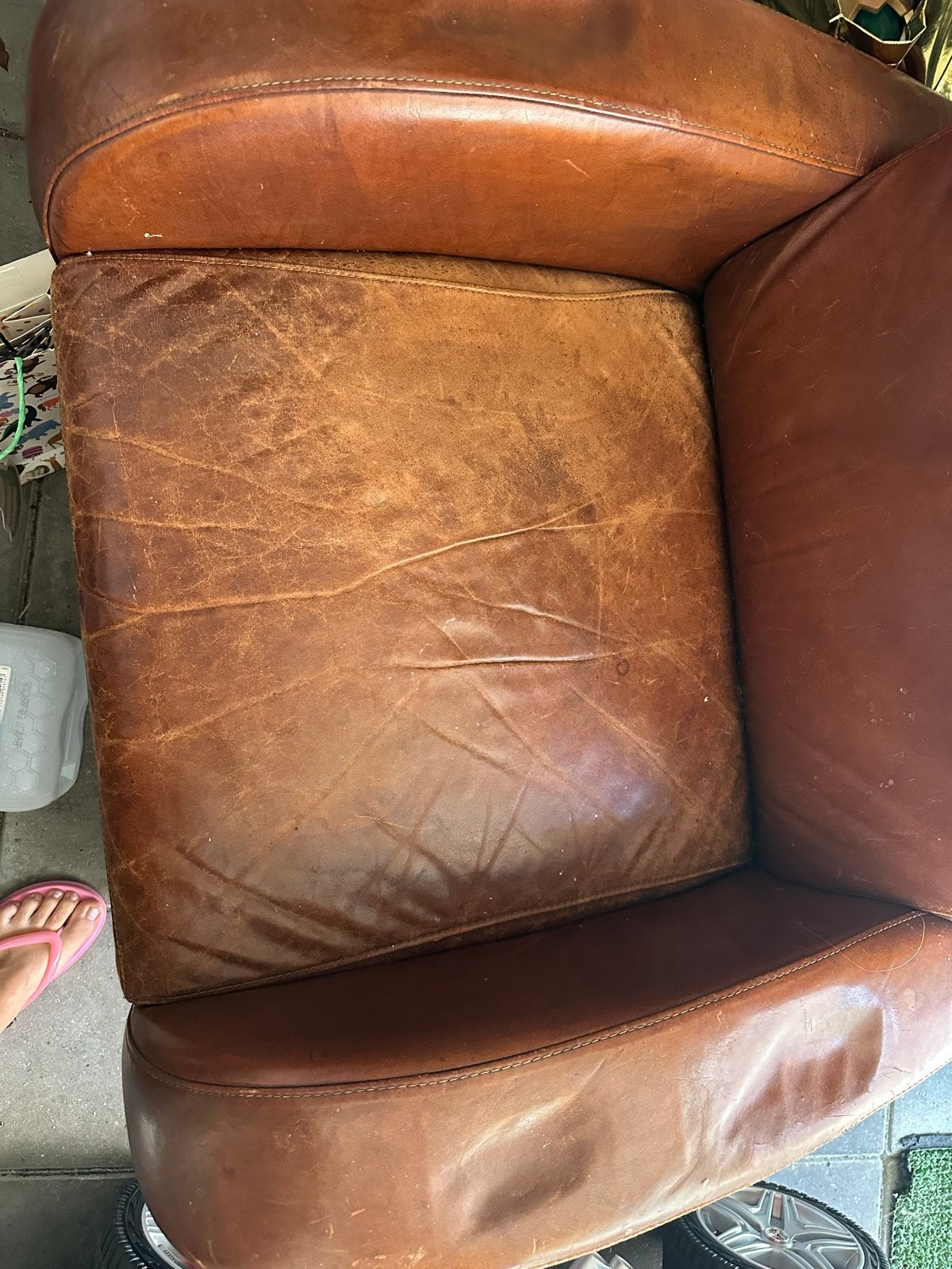 Lederen fauteuil - Gratis af te halen, Huis en Inrichting, Gebruikt, Ophalen of Verzenden, 50 tot 75 cm, Leer