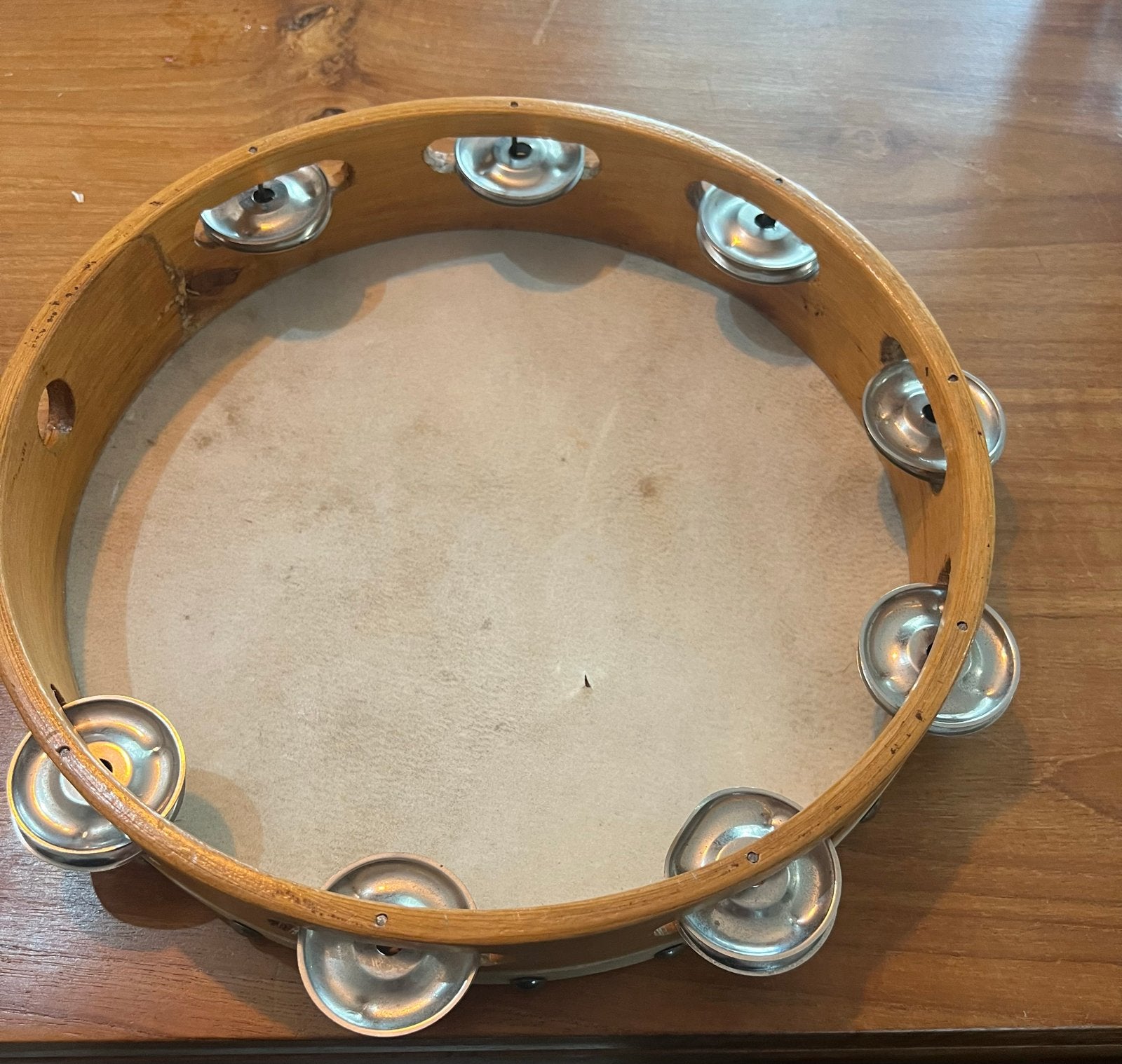 Houten Tamboerijn met Vellen en Schellen, Ophalen of Verzenden, Gebruikt, Overige merken