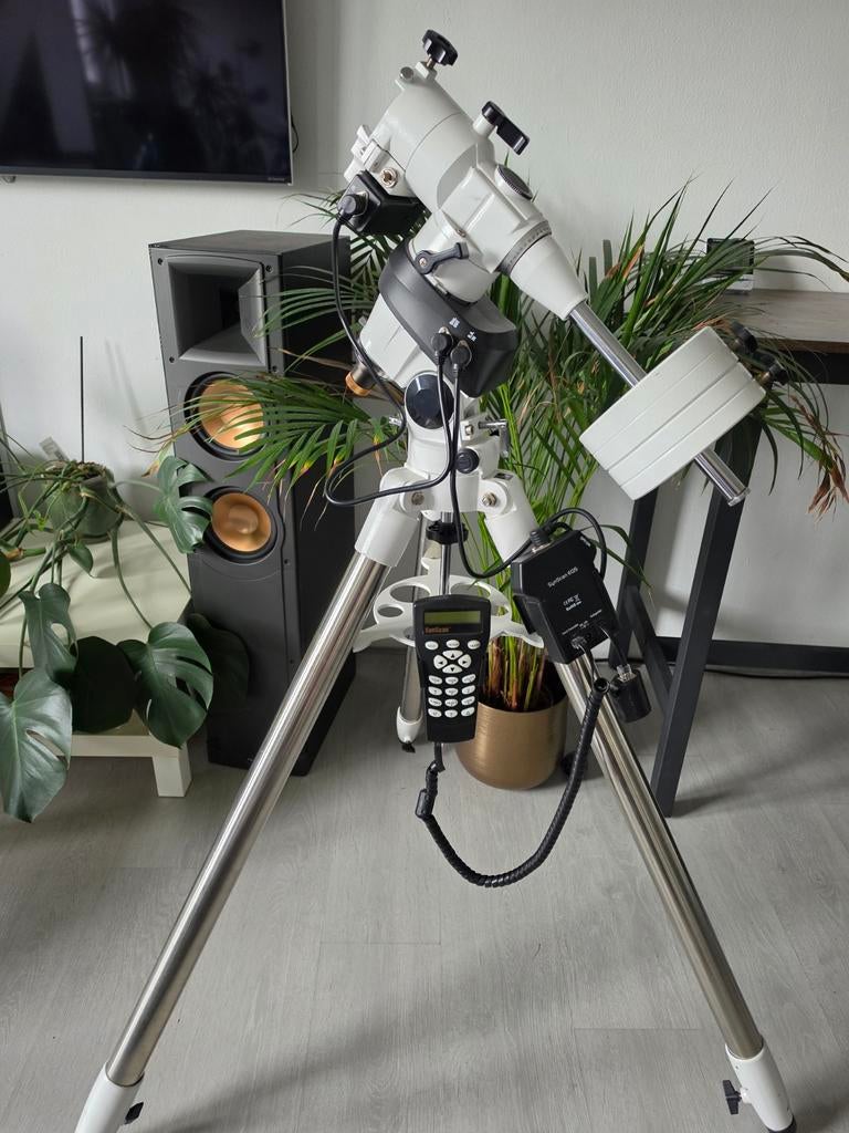SkyWatcher EQ5 Pro GoTo + RVS statief | Zeer compleet |, Ophalen, Zo goed als nieuw, Onderdelen of Toebehoren, Met statief