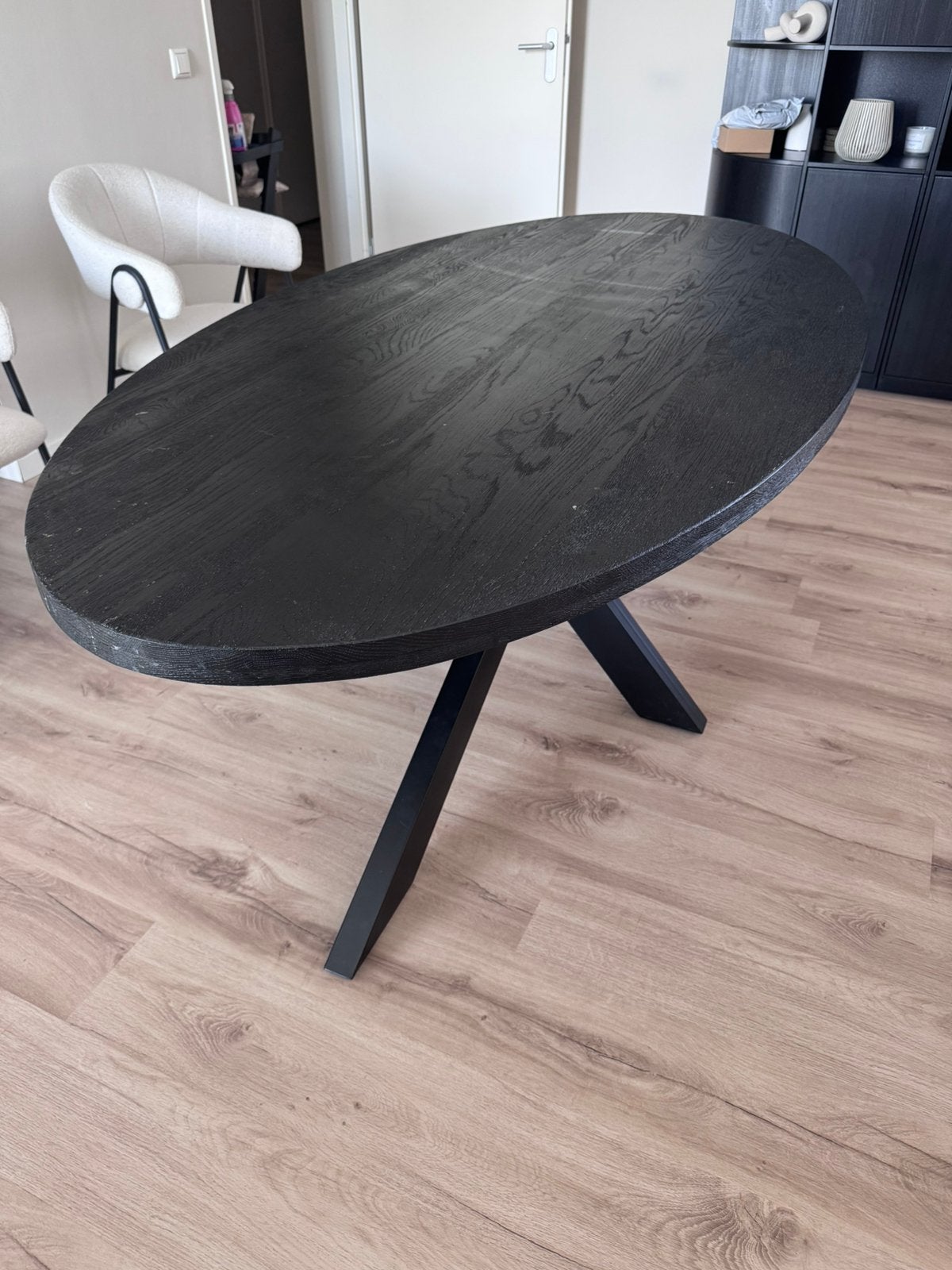 Eetkamertafel Rustiek Eiken Ovaal 200x100, Ophalen, Gebruikt, 100 tot 150 cm, 200 cm of meer