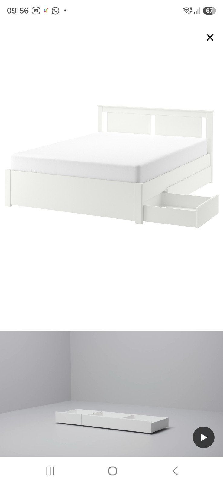 IKEA SONGESAND Bedframe 140x200 with Mattress for sale, Ophalen, Wit, Tweepersoons, 140 cm