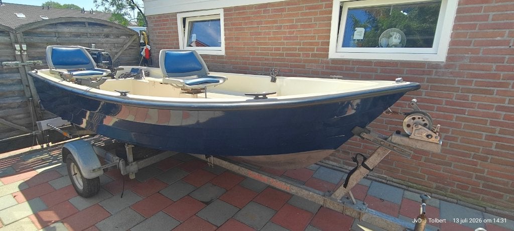 Visboot EVIN 430 + Suzuki DF5 4tact + Minn KOTA 55 + Trailer, Ophalen, Gebruikt, 4 m, Tot 10 pk