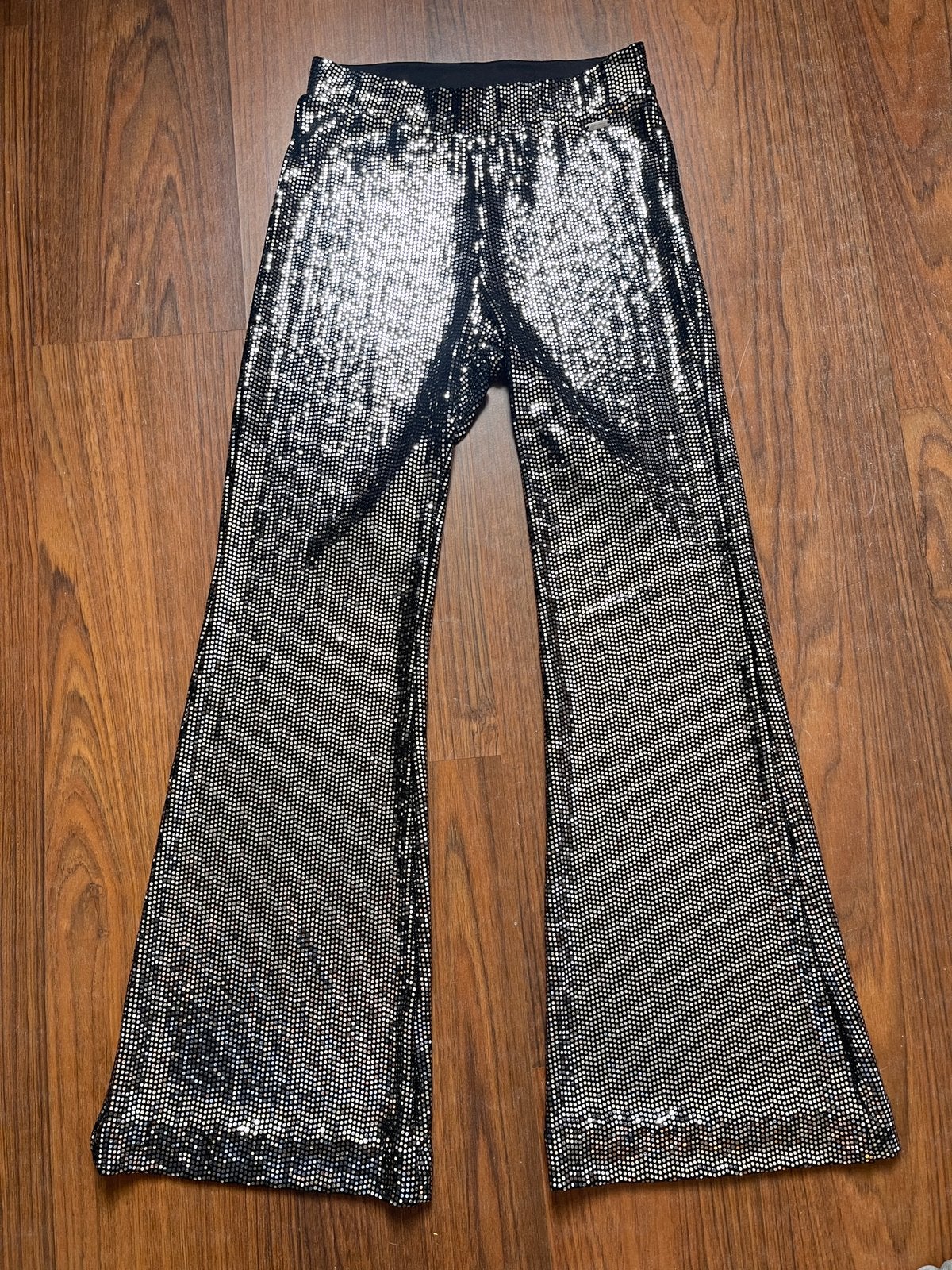 Flared broek met pailleten zilver, Ambika, S, Kleding | Dames, Ophalen of Verzenden, Maat 36 (S), Lang, Gedragen