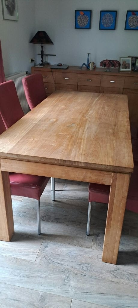 Mooie Teak eettafel, Ophalen, Teakhout, 50 tot 100 cm, Zo goed als nieuw