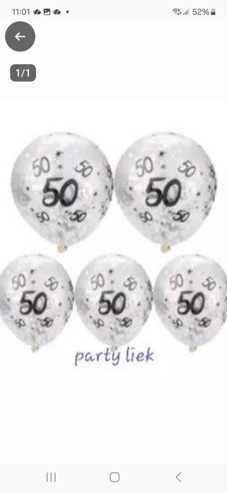 50 jaar ballonnen- 5 stuks nr C649, Ophalen of Verzenden, Nieuw, Versiering, Verjaardag