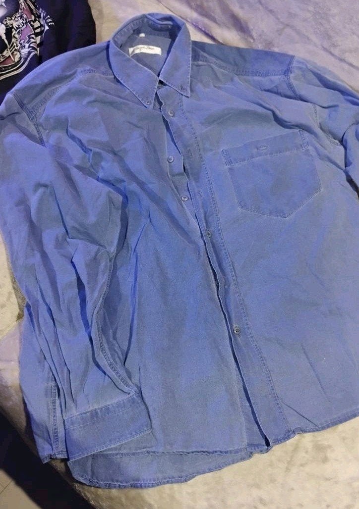 Angelo Lirico spijkerblouse - Maat L, Blauw, Angelo Lirico, Ophalen of Verzenden, Halswijdte 41/42 (L)