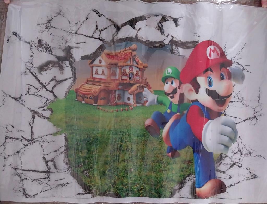 Muursticker Mario & Luigi 50x69cm - Nieuw!, Ophalen, Meerkleurig, Nieuw, Kunststof
