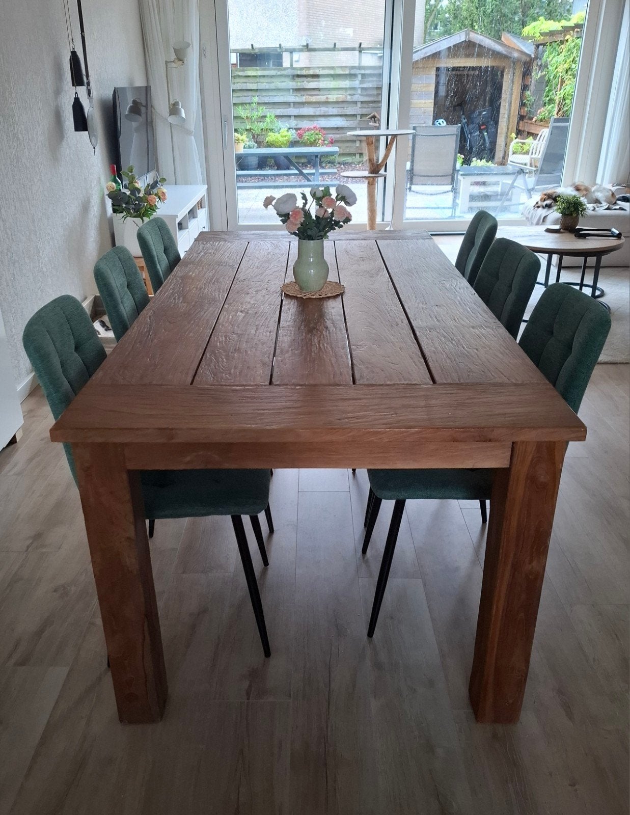 Zeer mooie mango houten eettafel (massief). 200x100 cm, Huis en Inrichting, Ophalen, 200 cm of meer, 50 tot 100 cm, Vijf personen of meer
