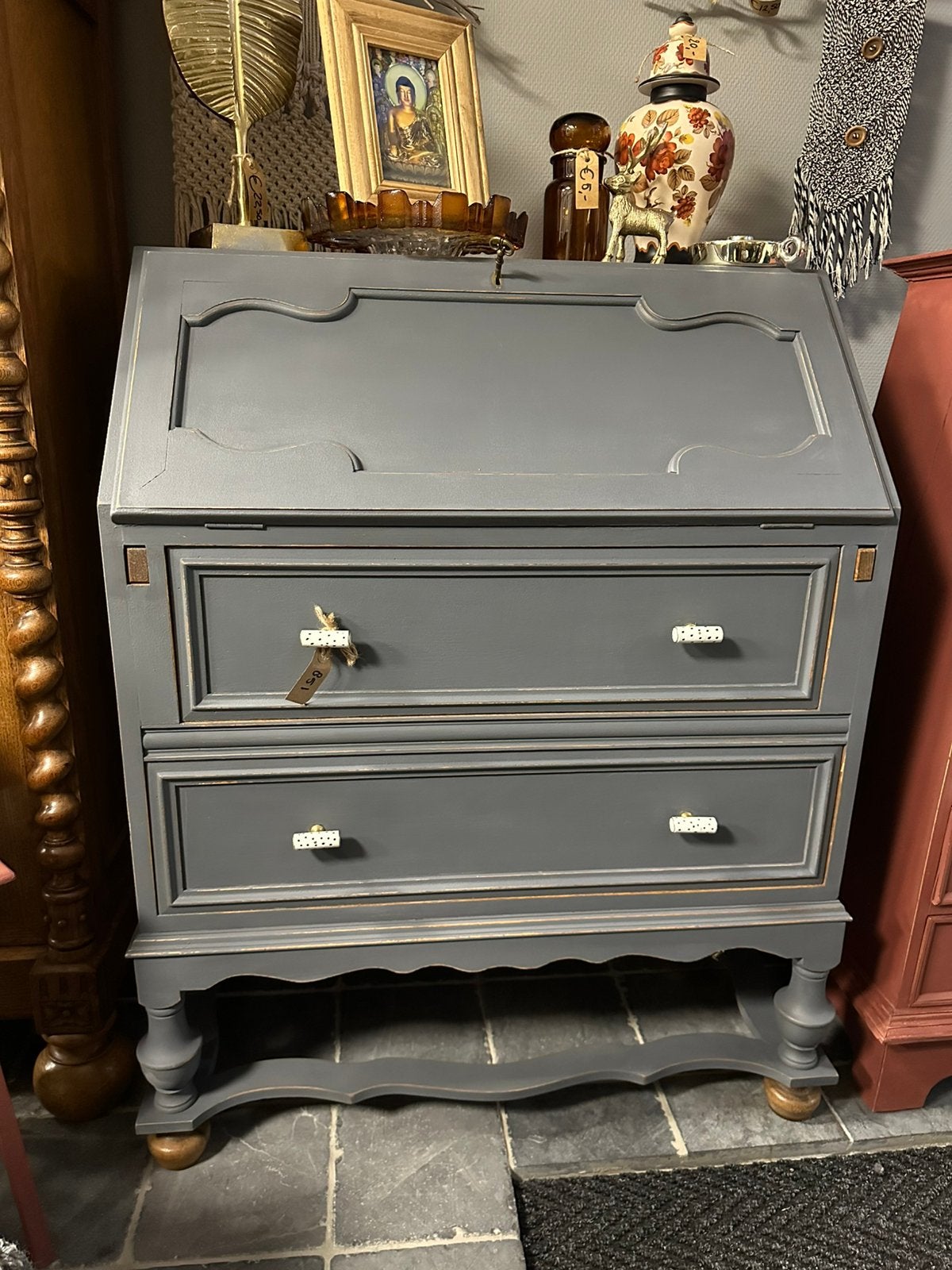 Mooie brocante secretaire Grijs, Ophalen, Zo goed als nieuw