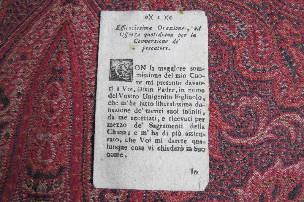 Antieke Italiaanse gebedskaart uit 1611 "Santino", Ophalen of Verzenden, Gebruikt, Overige typen, Christendom | Katholiek