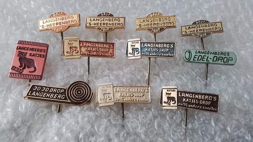 11 verschillende speldjes langenberg drop, Ophalen of Verzenden, Zo goed als nieuw, Overige onderwerpen