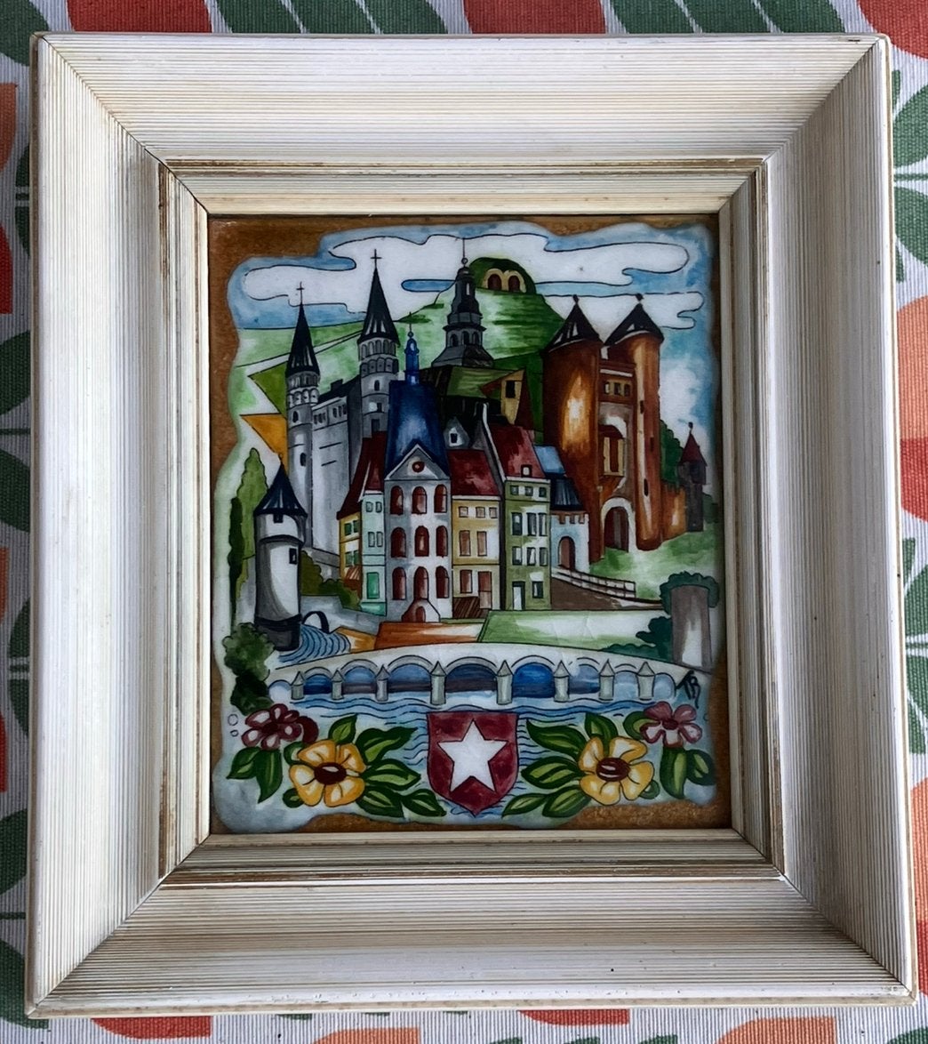 Woltermans emaille schilderijtje stad maastricht bordje bord, Ophalen of Verzenden