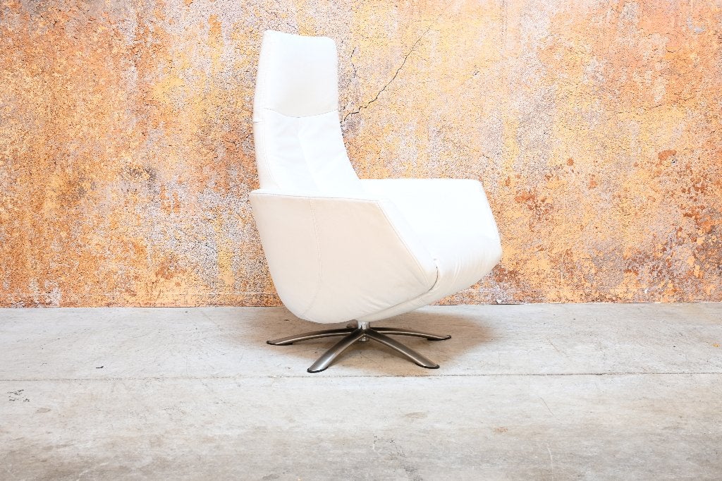 ZGANieuw witte leren Gealux design relaxfauteuil electrisch, Ophalen of Verzenden, Zo goed als nieuw, Gealux, 75 tot 100 cm