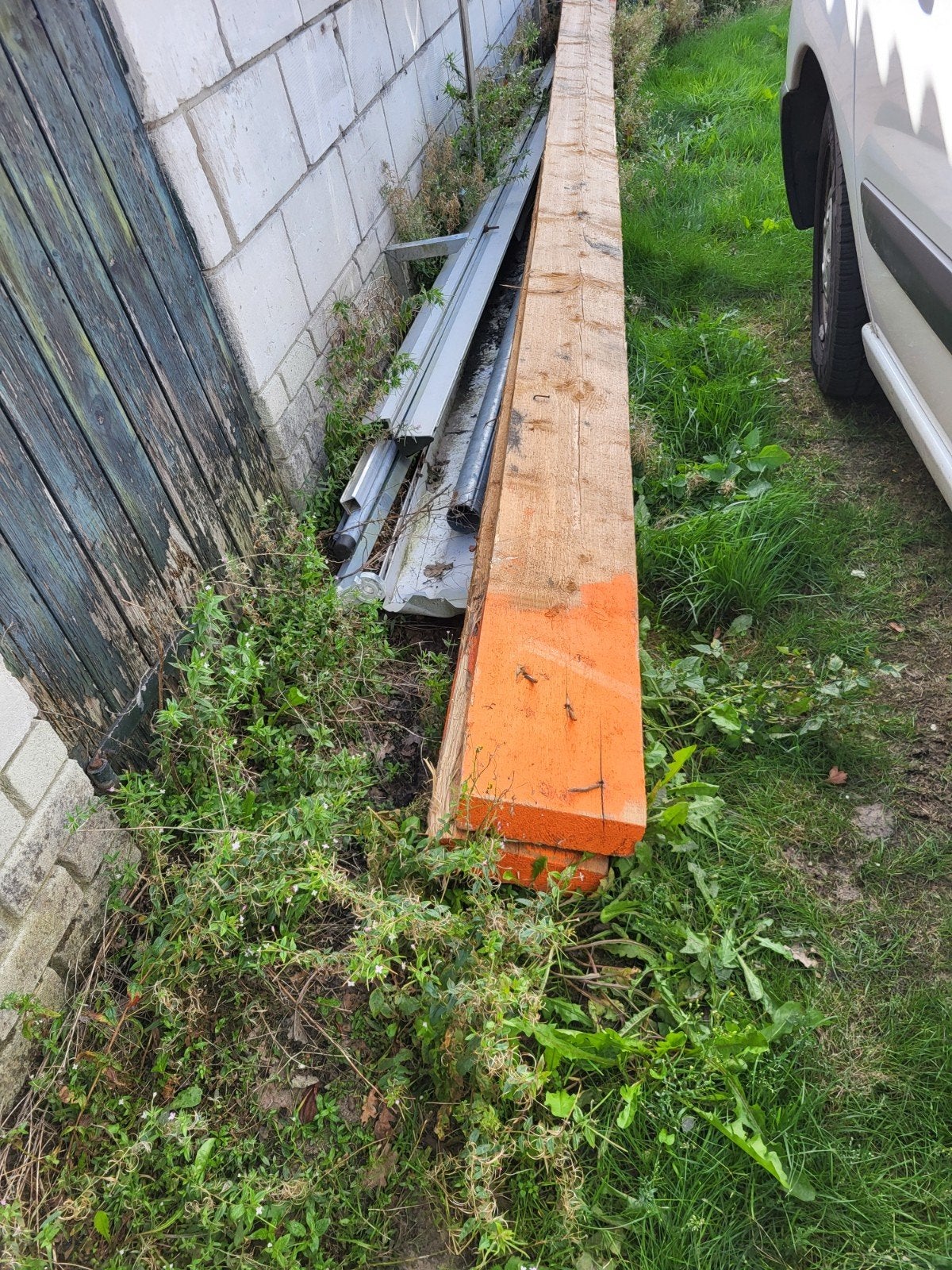 twee gebruikte houten  balken, Ophalen of Verzenden, Gebruikt
