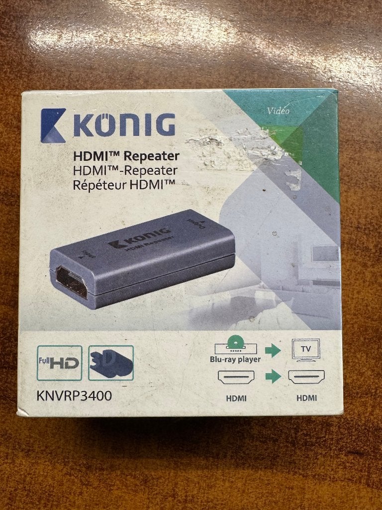 Konig HDMI tm-repeater, Audio, Tv en Foto, Converters, Ophalen of Verzenden, Nieuw
