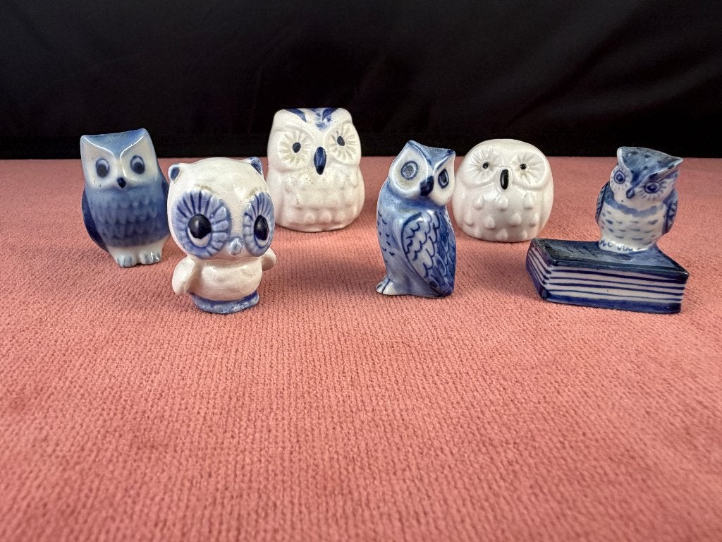 Miniatuur uiltjes van porselein - Delfts blauw / Delfts wit, Ophalen of Verzenden, Zo goed als nieuw, Dier