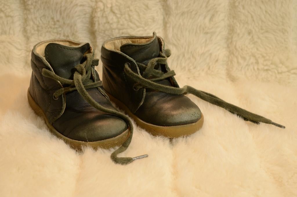 Falcotto, kinderschoen groen leer, veter maat 21, Kinderen en Baby's, Babykleding | Schoentjes en Sokjes, Gebruikt, Jongetje of Meisje