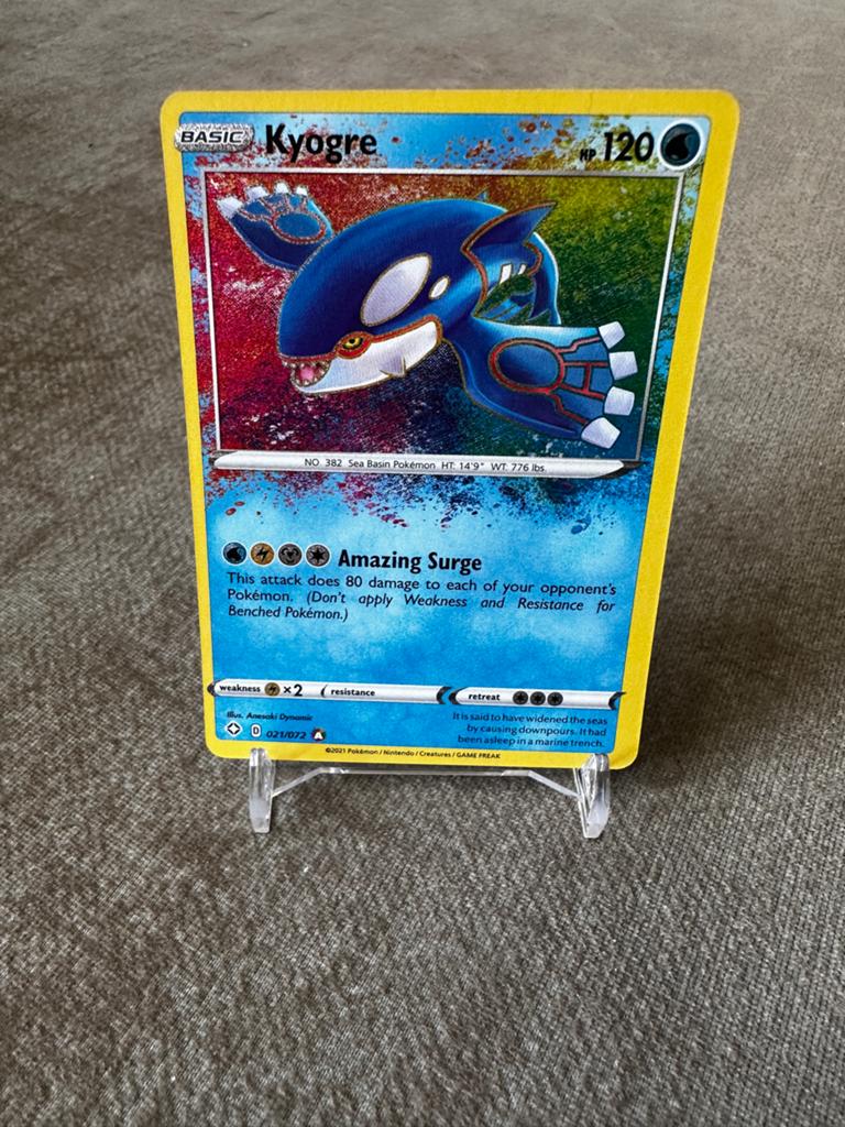 Kyogre 021/072 Shining Fates Pokémon Kaart, Ophalen of Verzenden, Zo goed als nieuw, Losse kaart, Foil