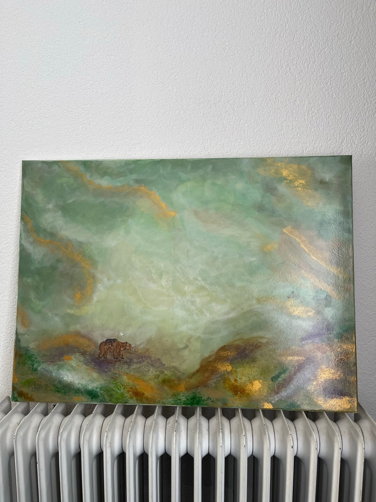 Uniek handgemaakt schilderij 75x55 cm - Abstract landschap, Antiek en Kunst, Kunst | Schilderijen | Klassiek, Ophalen, Acrylverf